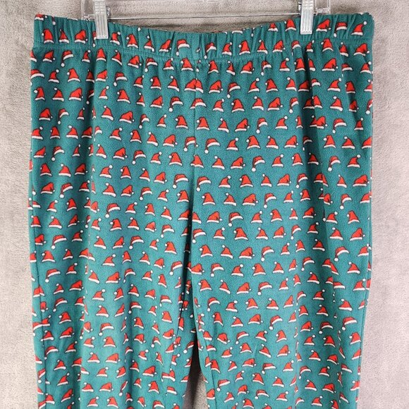 Mens Christmas Wondershop Green & Red Santa Hat Fleece Pajama Pants Size XXL - Picture 4 of 12